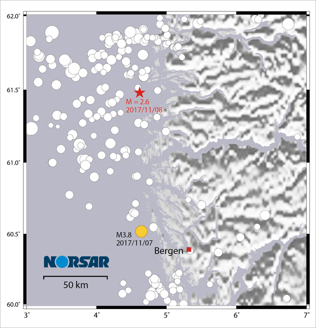Jordskjelvskart, Vestlandet